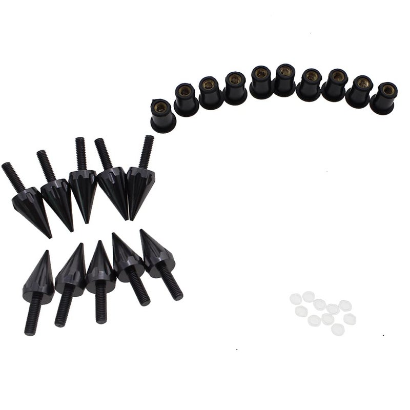 PROCNC Motorcycle Spike Windshield Bolts Screw Nuts Fit For Honda CBR 600rr 1000rr for Suzuki GSXR 600 750 1000 for Yamaha R1 R6 R6s for Kawasaki ZX6R ZX9R ZX10R ZX12 (Black) - Image 2